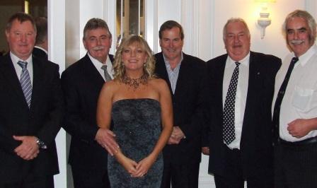 The old crew: Former journalist Charlie Walker (right) with some of the former police he reported on: L-R Barrie Hahnel, Rod Porter, Marielle Porter, Peter Harvey and Max McDonald.